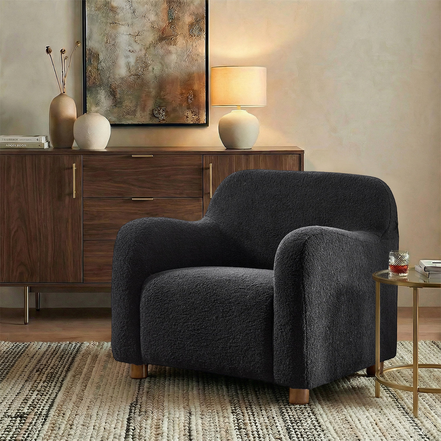 Joss & Main Berken 35'' Wide Lamb Wool Upholstered Teddy Armchair